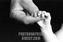 baby holding dad hand